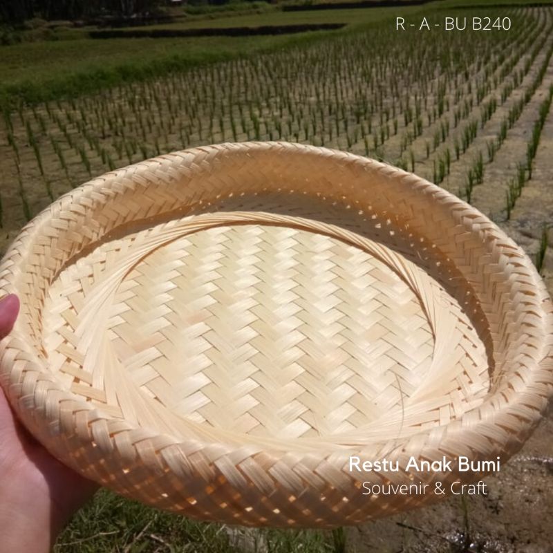 (B240) Nampan Bambu Bulat L 40cm|Wadah Gelas|Loyang Unik|Hantaran|Baki Seserhan|Nikahan|Hajatan | Ta
