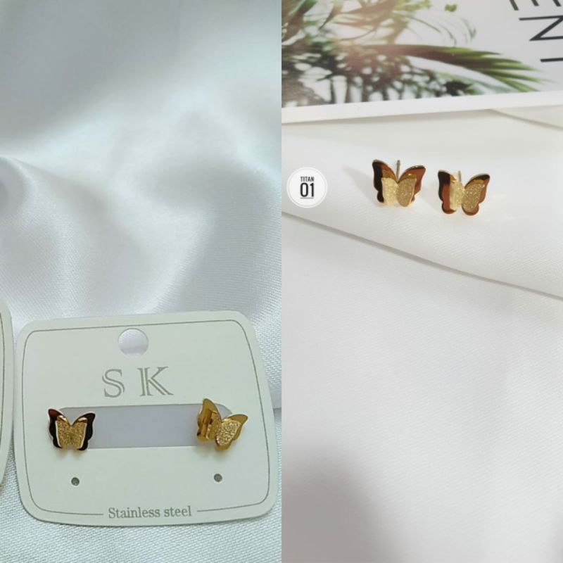 Anting Tusuk Termurah Butterfly Titanium Gold Dan Rosegold N04082101