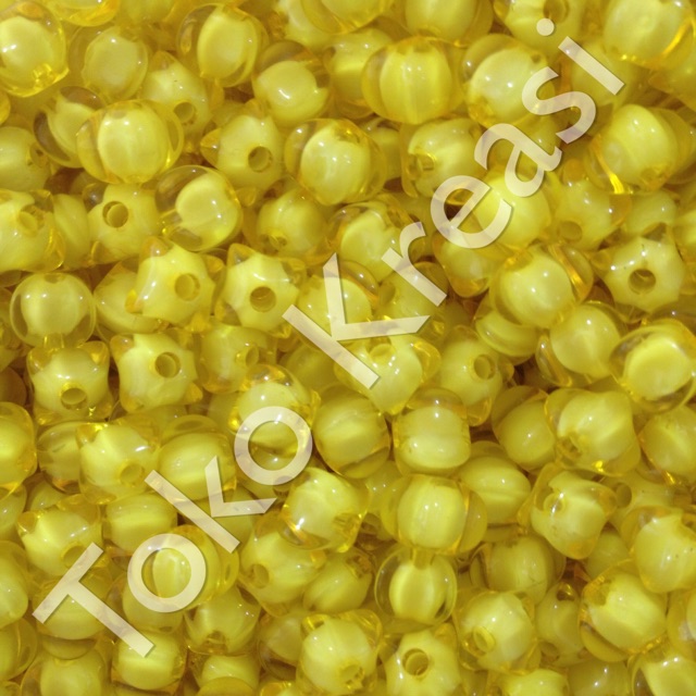 Mote / Manik isi bentuk belimbing 8mm warna kuning