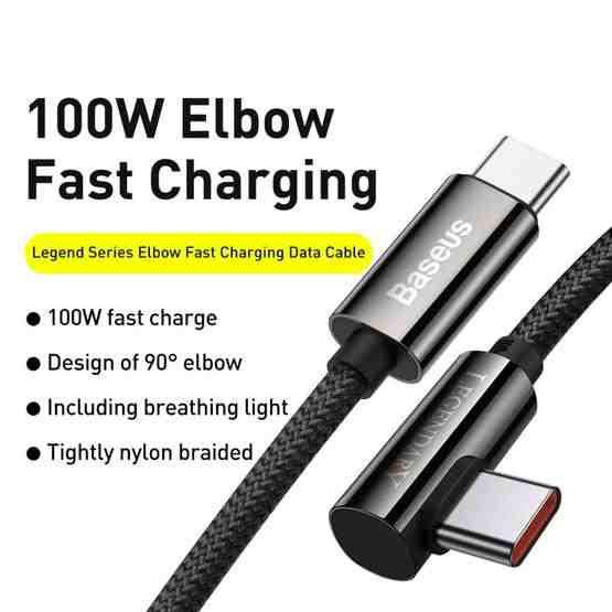 Baseus Kabel Data Gaming Legend Elbow TYPE C TO TYPE C 1M 100W Super Fast Charging 5A Original Cable Tipe C Charger Casan