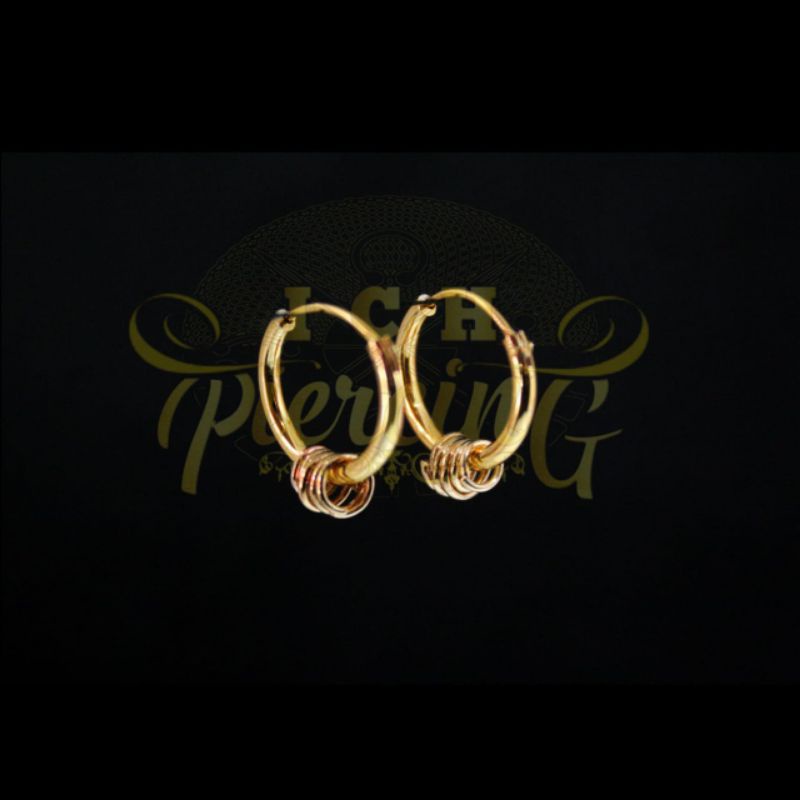 Anting Hoops Ring Gold 12mm Bahan Titanium