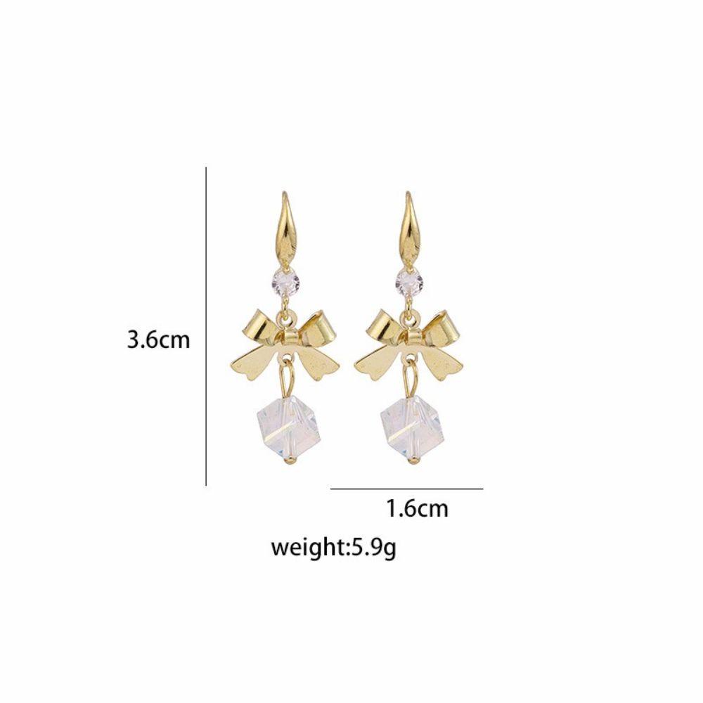 Mxbeauty Drop Earrings Mewah Fashion Symphony Ikatan Simpul Persegi Kristal Gaya Korea Earring