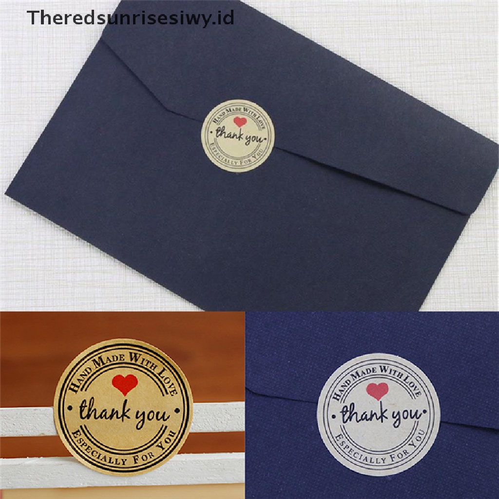 # Alat Rumah Tangga # 12 / 60 / 120pcs / set Stiker Label Tulisan Thank You Handmade with Love Bahan Kertas Kraft 38mm Stiker Kertas Kraft Tulisan Thank You With Love Untuk Label Pernikahan