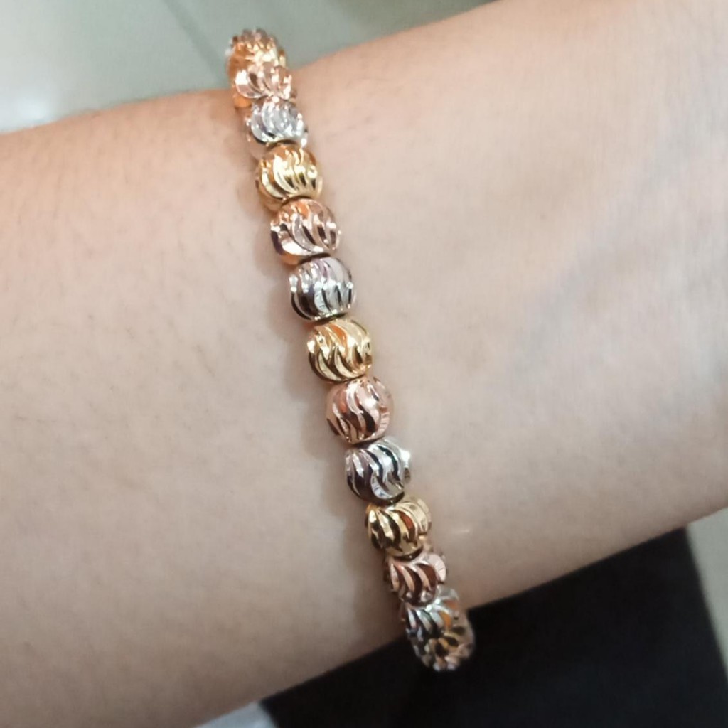 Gelang Serut Premium Model Bola Pelangi Tahan Karat dan Luntur