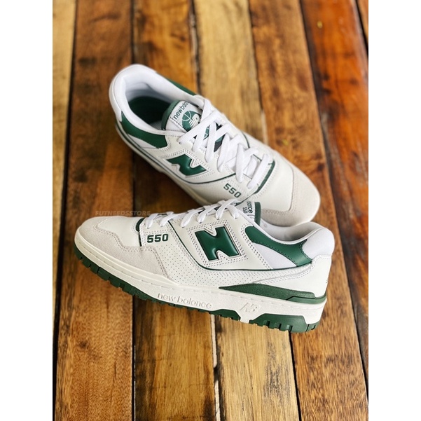 New Balance 550 White Green Leather Classic Original Resmi