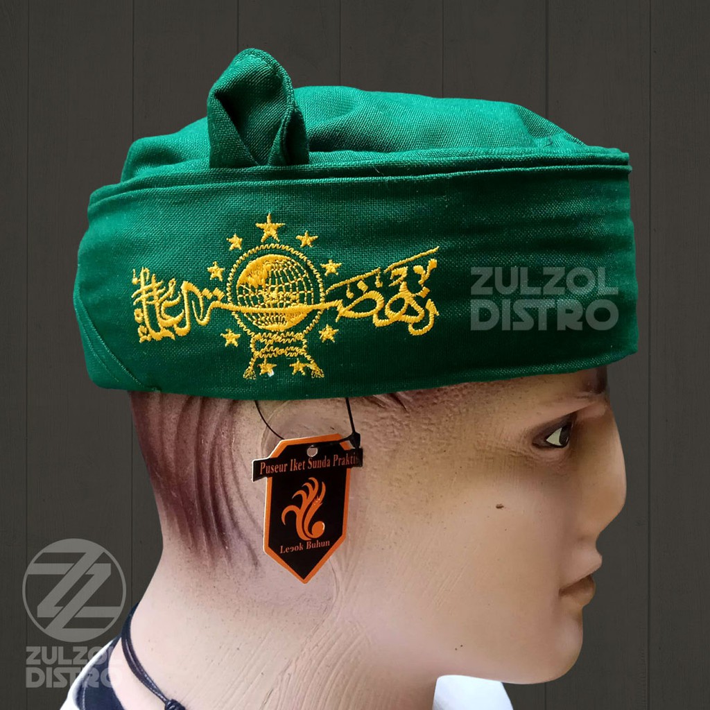 Peci Sorban Nahdlatul Ulama Hijau Kualitas Premium Bordir Logo NU Model Iket Candra Siap Pakai