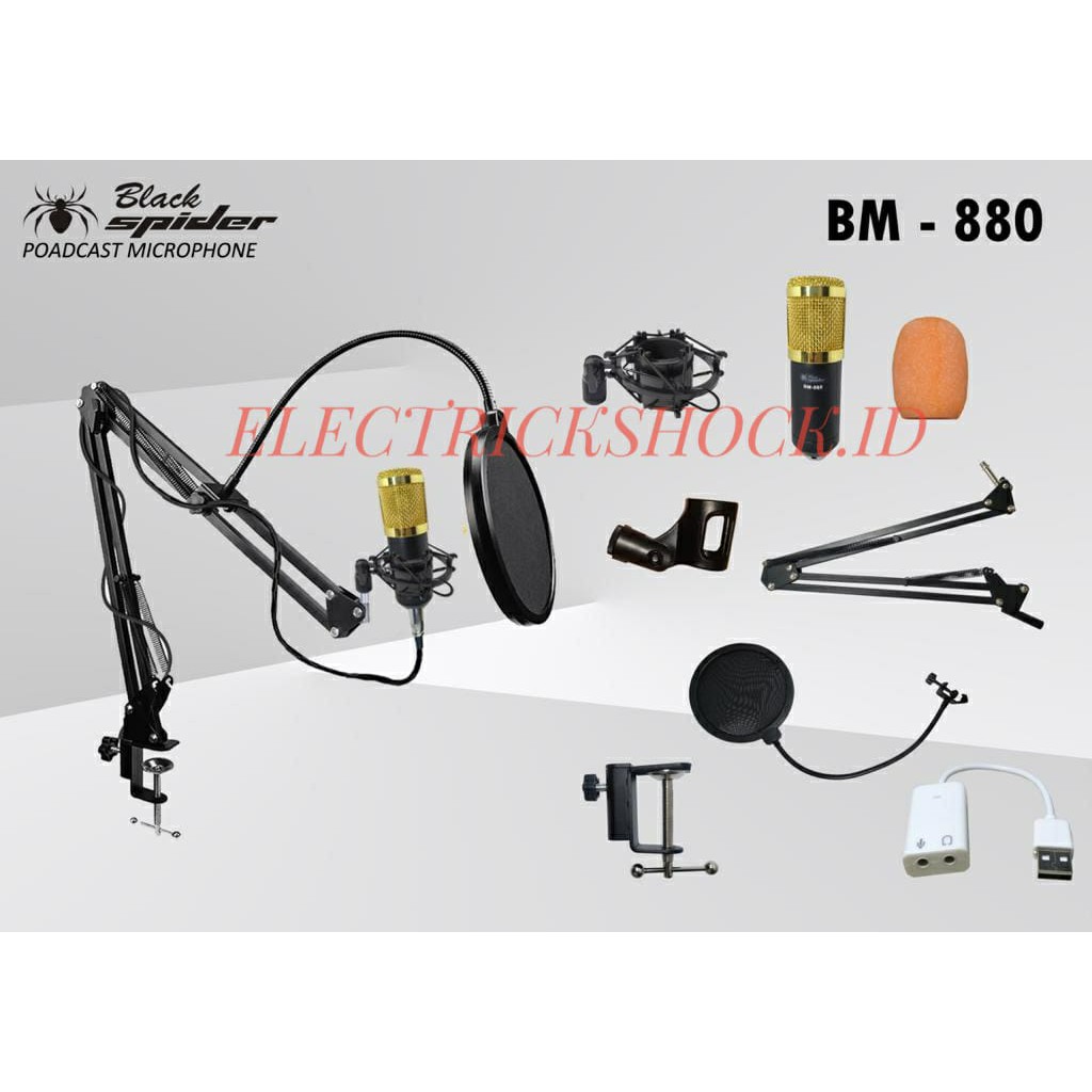 PAKET MIC CONDENSOR BLACK SPIDER BM 880 / BLACKSPIDER BM880 ORIGINAL