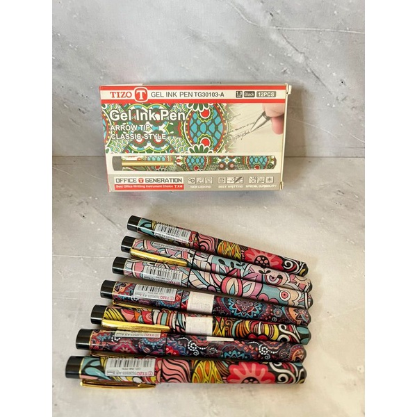 ballpoint tizo tg30103-w gel ink pen pulpen tizo abstract