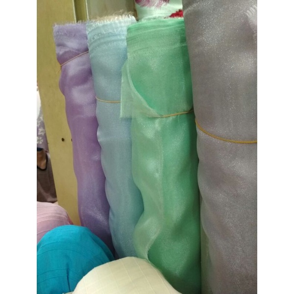 Kain Organza Pasir // Bahan organza cringkel metalik