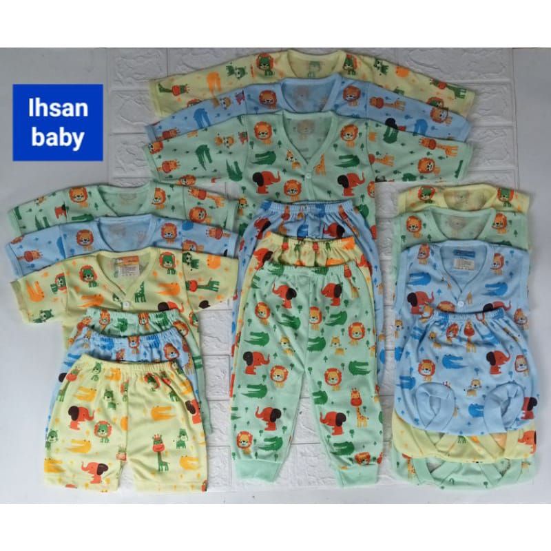 paket hemat baju/celana bayi newborn aristababy motif terbaru 9 stel (18 pcs)