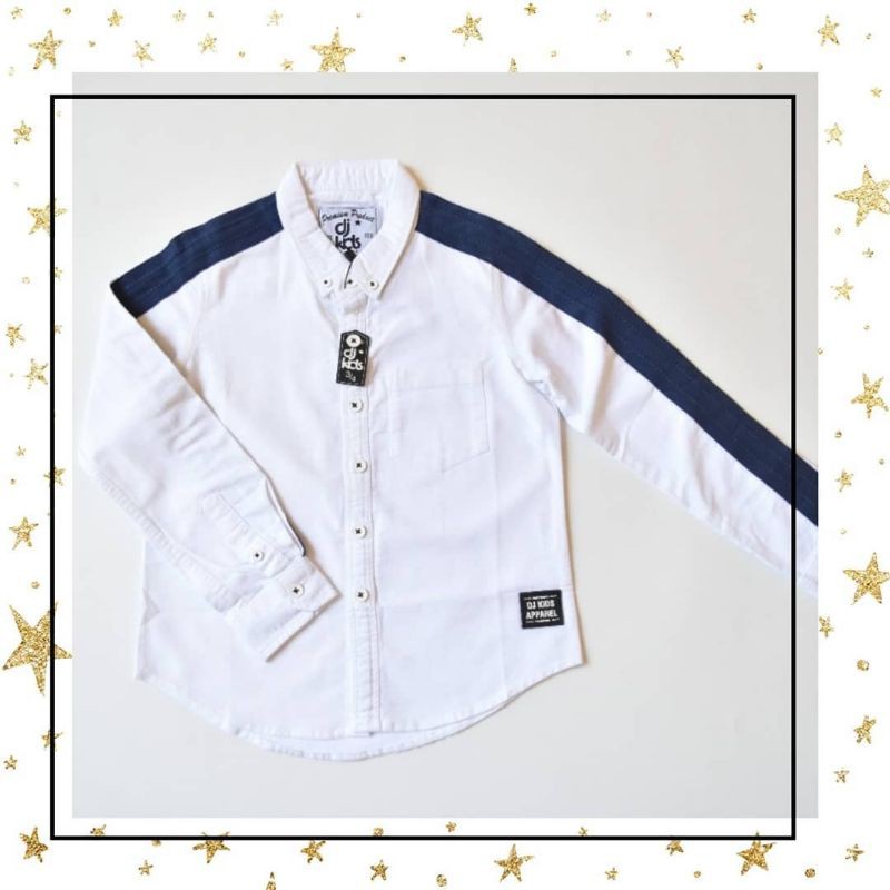 DJ Kids - Kemeja Anak Lengan Panjang Putih/ Kemeja Putih Kerah Koko/ Kemeja Anak Laki Laki