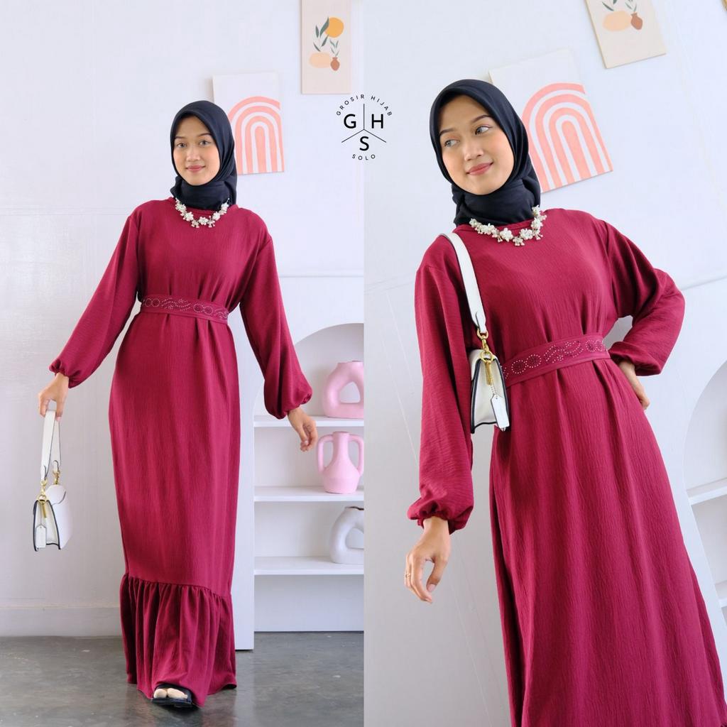 LALITA GAMIS MAXI LEBARAN DRESS DUYUNG ATASAN WANITA CRINCLE AIRFLOW PREMIUM (AMD)