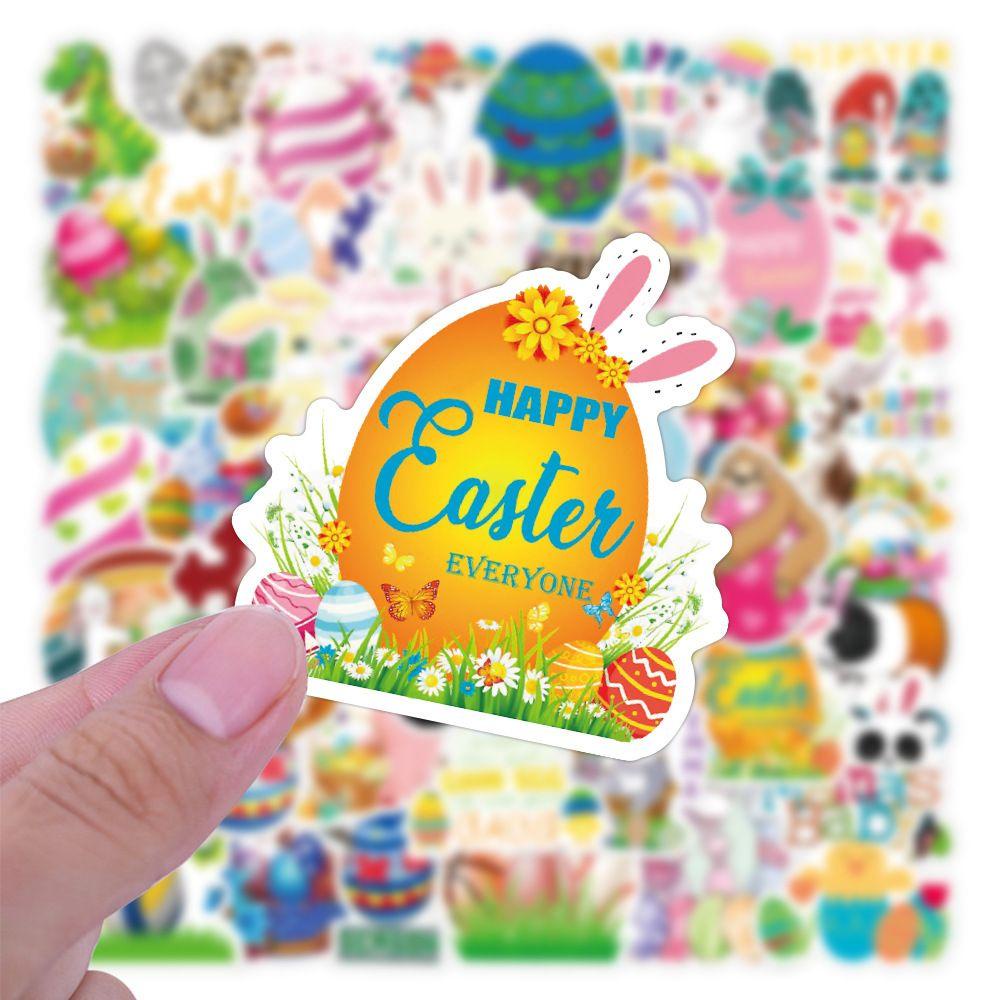 R-flower 100pcs Easter Stiker Diary Kulkas Kelinci Bunny Laptop Scrapbooking Phone Kawaii Laptop Sticker