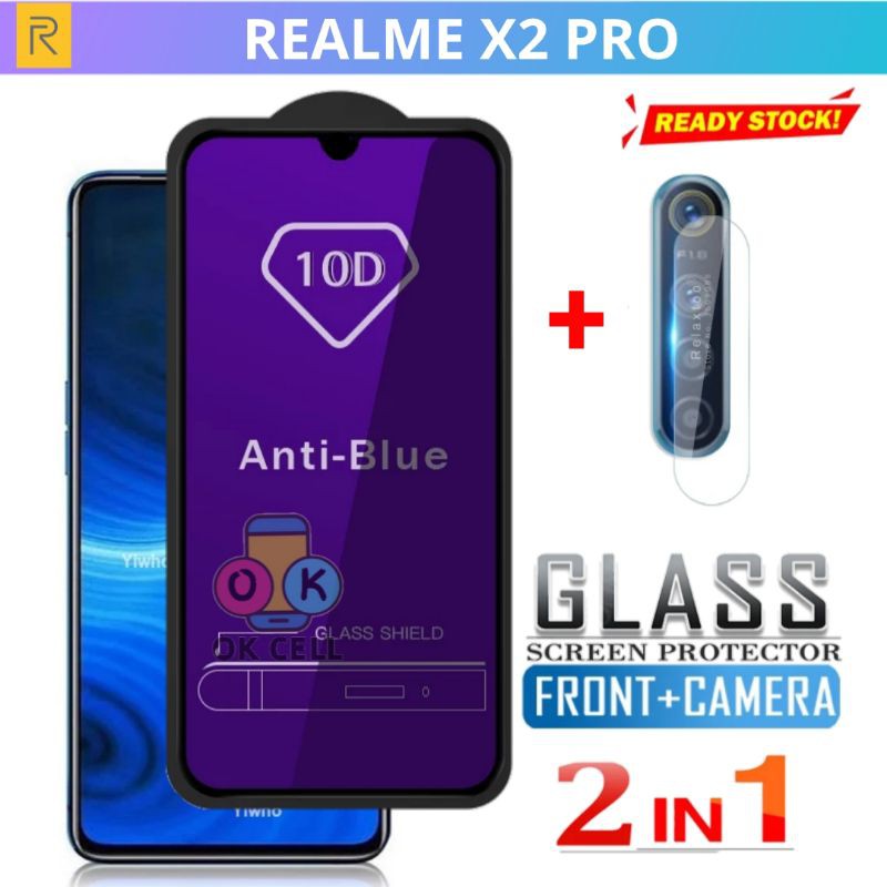 2in1- Tempered Glass Anti Blue Light Realme X2 Pro -Tg Anti Gores Blue Radiasi Realmi X2 Pro Premium