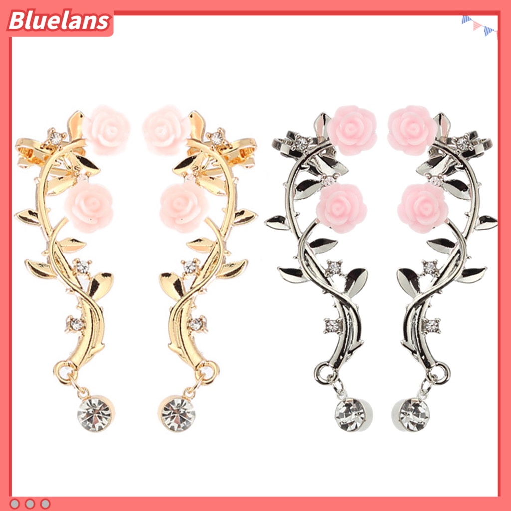 Bluelans Earrings Beautiful Climber Crawler Rose Flower Branch Earrings