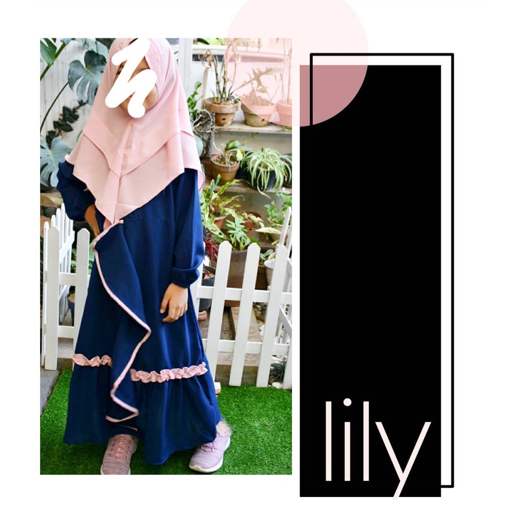 LILY SYARI KIDS 7 - 9 TAHUN Kain MOSSCRAPE Gamis Remaja Perempuan Dres Remaja Muslim Gamis Syari Set