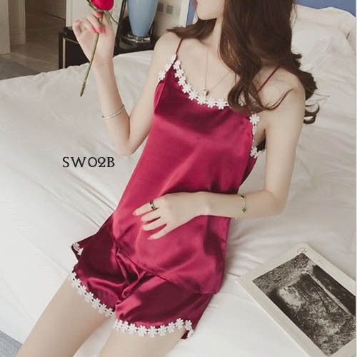 [PRODUK TERBATAS] TANKTOP SEXY BAJU TIDUR WANITA LINGERIE SEKSI MAROON SW02B