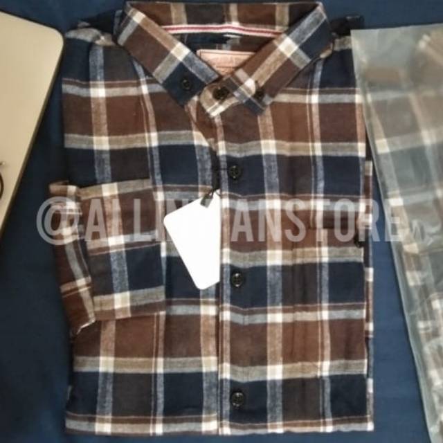 Kemeja Flannel De Fariz Coklat biru original