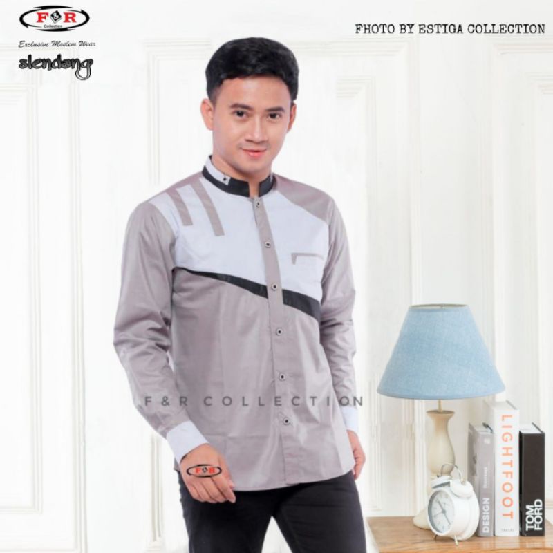 Promo Baju Koko Lengan Panjang Pria Terbaru Warna Putih Motif Adidaz Kemeja Koko Premium Original Ke