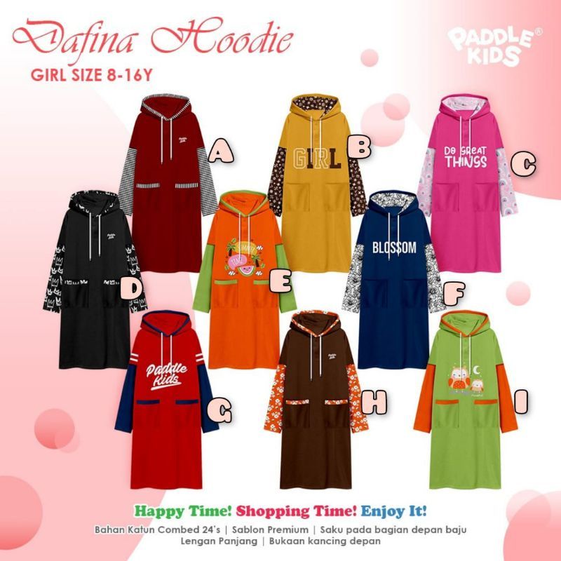 READY Baju Setelan Hoodie Anak Perempuan sz 8-16 th Dafina Hoddies PaddleKids Dress Hoddie Gamis Hoodie Paddle kids gamis paddlekids