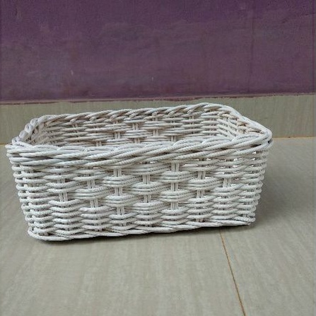 keranjang persegi panjang rotan medium penyimpanan 24x14x10 cm