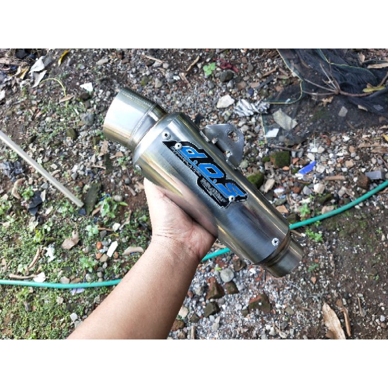 DOS Muffler corong besar panjang 18cm Inlet 50mm sarangan separo kondisi barang 90% mulus kelengkapa