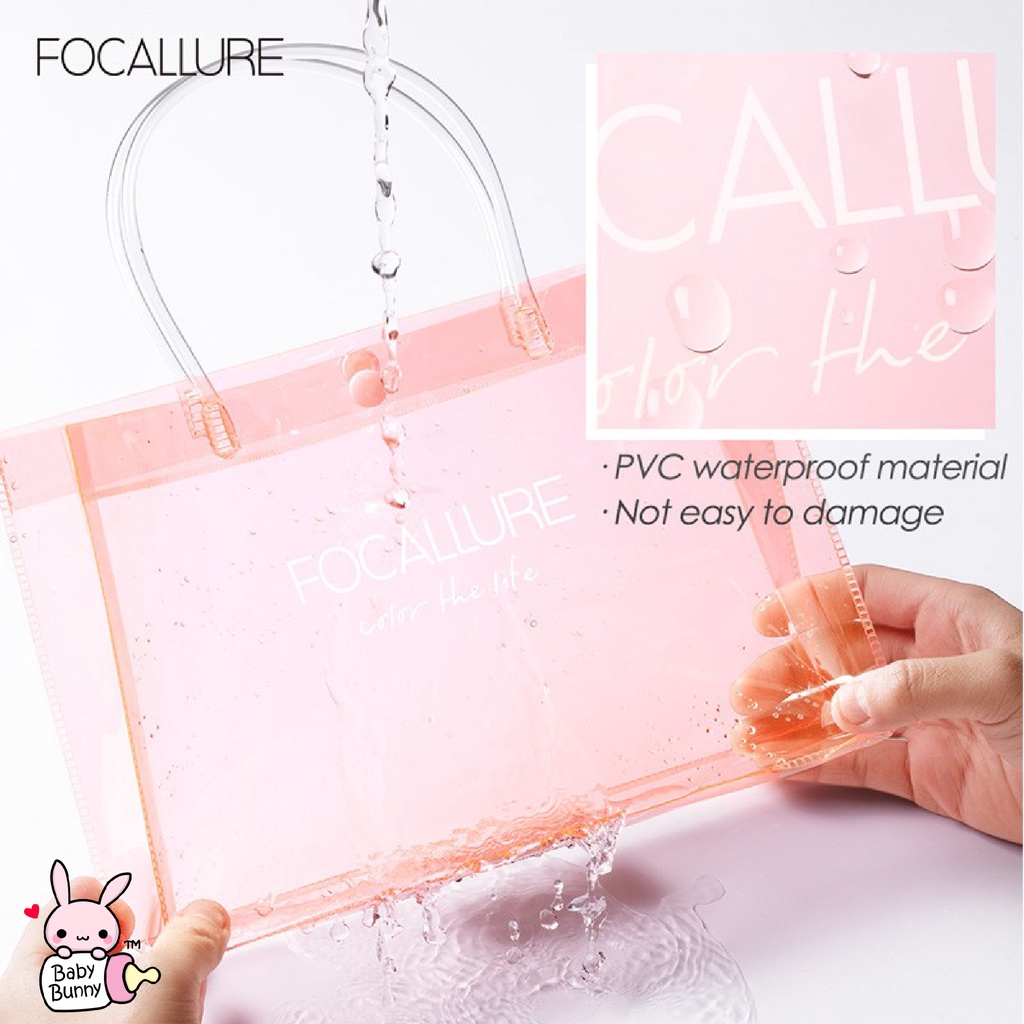 ❤ BELIA ❤ FOCALLURE PVC Hand Beauty Bag Pink | Cosmetic Pouch | Bag Transparant | Waterproof Travel Pouch