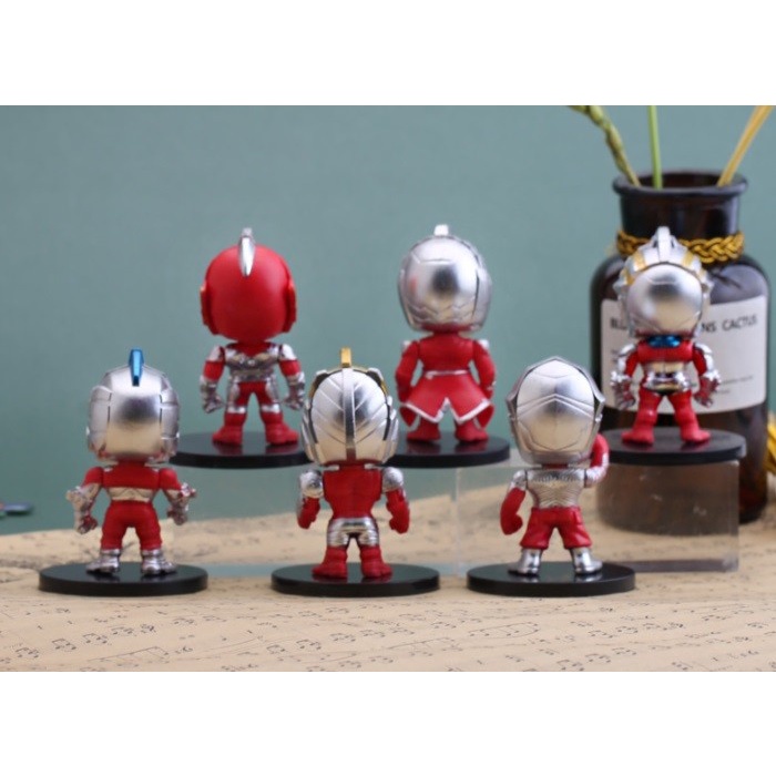 Cake Topper Mini Action Figure Ultraman isi 6 Bahan PVC