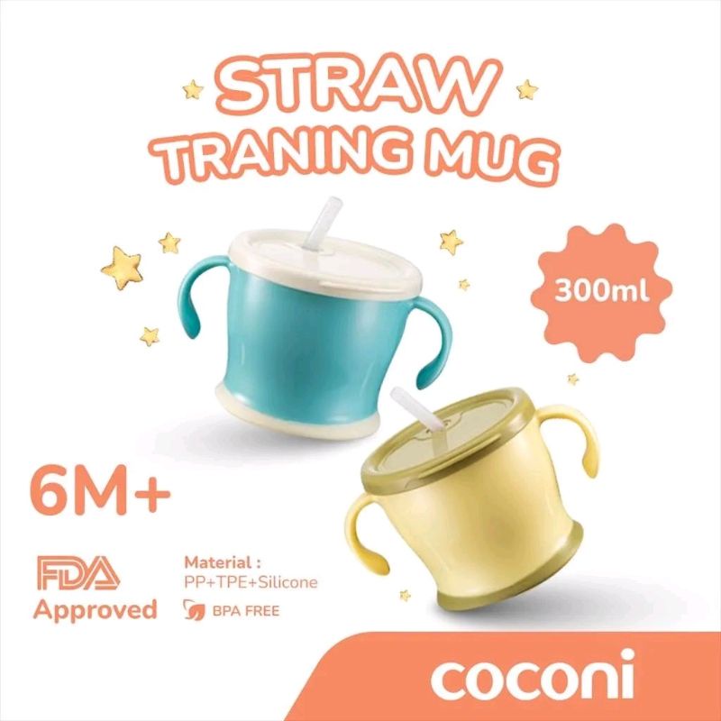 Coconi Early-age Straw Training Mug / Gelas Bayi Belajar Minum