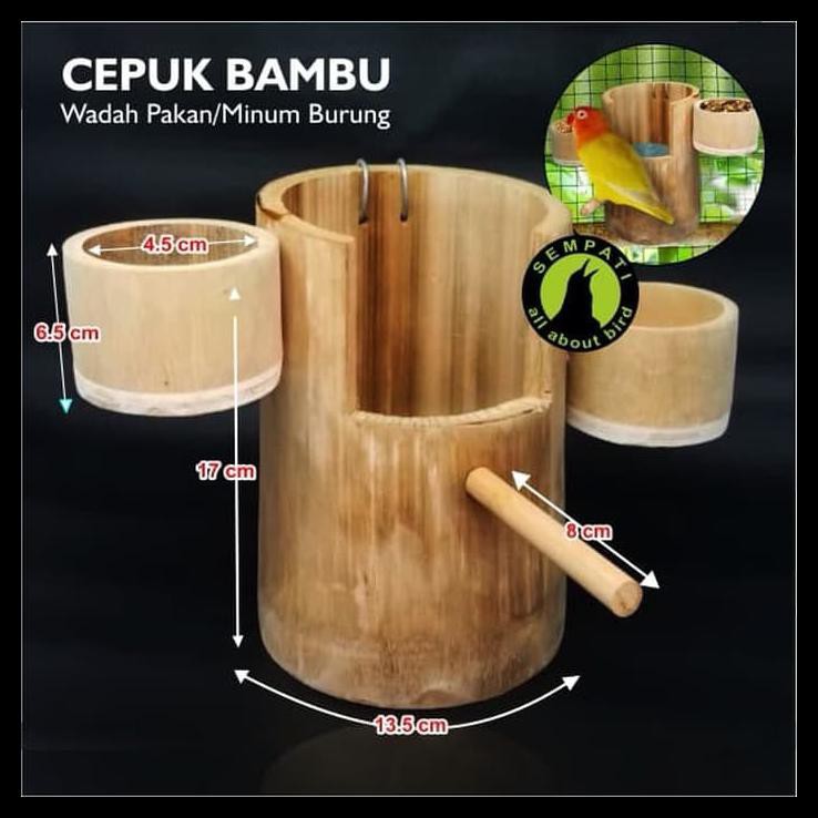 Indh Cepuk Bambu Wadah Pakan Minum Burung Teruji Kode 1210