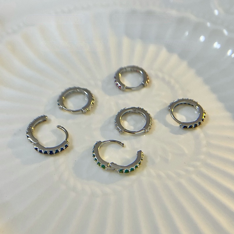 Anting Hoop Aksen Berlian Untuk Aksesoris