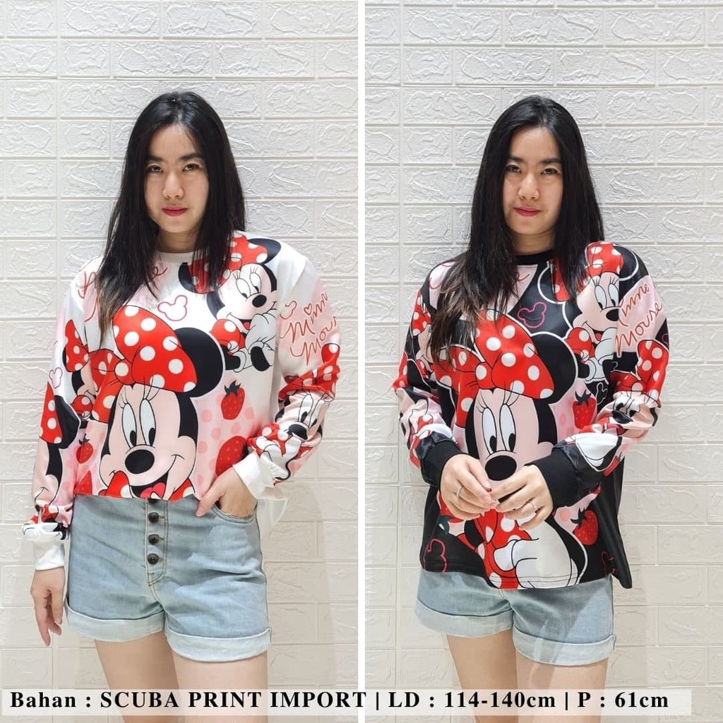 3415 kaos sweater minnie dazzling import