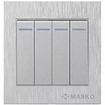 MASKO KRISTA Silver Saklar 4 GANG K-SV214 Cetekan Masko Minimalis