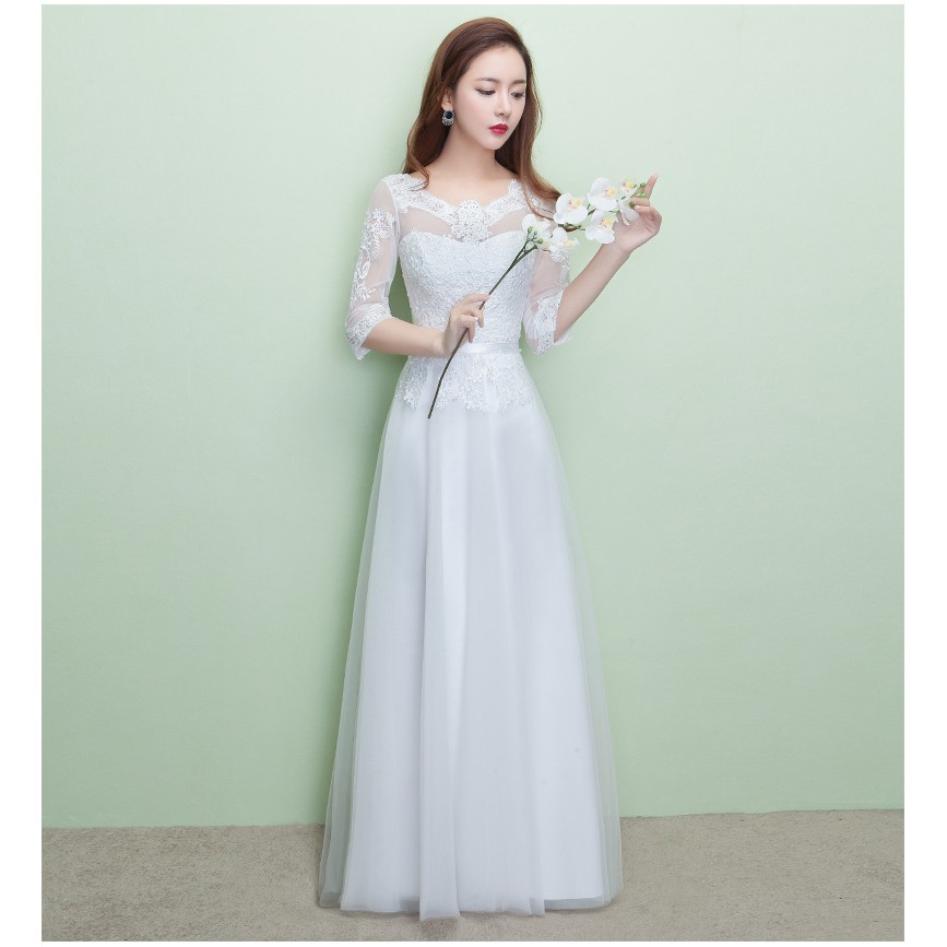 Gaun pengantin Gaun pesta A-line putih/broken white/ivory Gaun pengantin A-line slim body fit