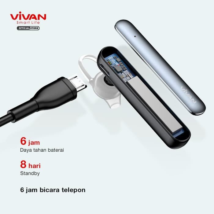 VIVAN Headset Bluetooth CHAT 100 Earphone Bluetooth V5.0 HD Voice Garansi Original Resmi