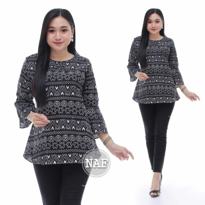 tey-17 Batik wanita ASJ SA HRB026 Kenongo Kemeja Tosca Pendek-Kode 9