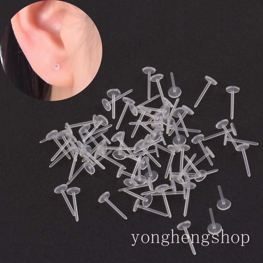 50pcs / Kantong Anting Tusuk Bahan Plastik Hypoallergenic Anti Alergi Transparan Untuk Wanita