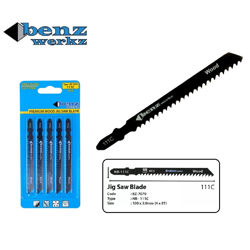 BENZ Mata Jigsaw T111C - Jigsaw Blade Kayu Basic for Wood / Mata Gergaji JigSaw Kayu Triplek / Jigsaw Blade Wood / Mata Gergaji Jig Saw T111C