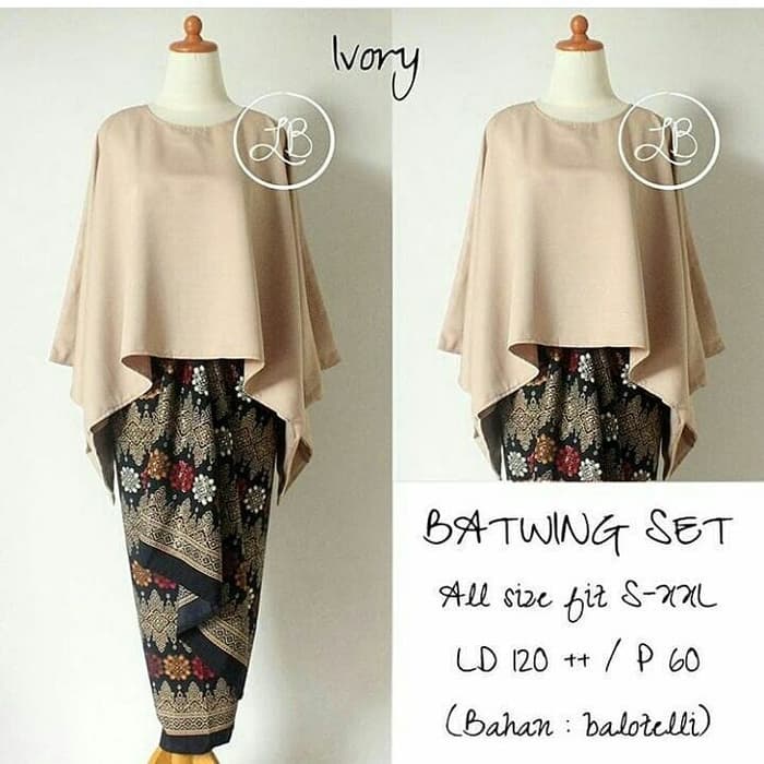 Setelan Kebaya Modern Batwing / Kebaya Kalong JUMBO Baby Pink.