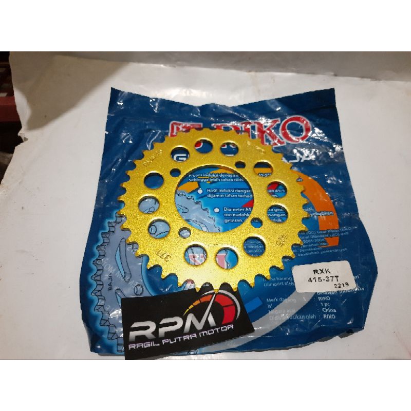 GIR BELAKANG RX KING RXK RXKING 415-34T 35T 36T 37T 38T GOLD WARNA EMAS GEAR BELAKANG RX KING RIKO P