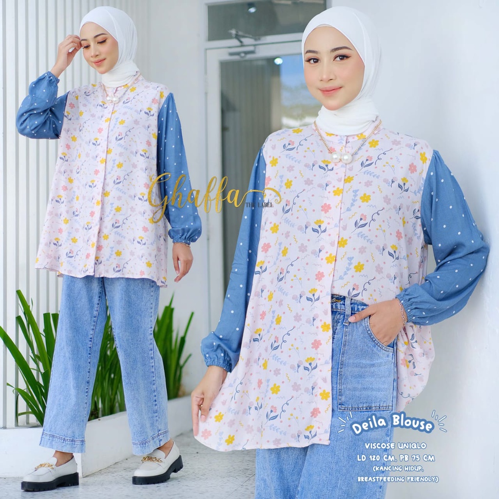 DEILA BLOUSE ori by Tulus • Kemeja Rayon • Kemeja Rayon Viscose • Kemeja Viscose • Kemeja Motif • Ke
