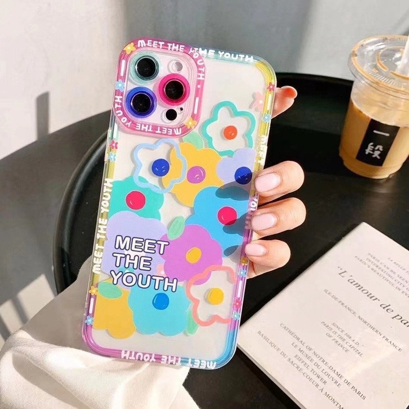 Casing Tpu Compatible for iPhone 14 13 12 11 Pro Max X Xr Xs Max iPhone 7 8 6 6s Plus Motif Smiley Phone Case shockproof Cover