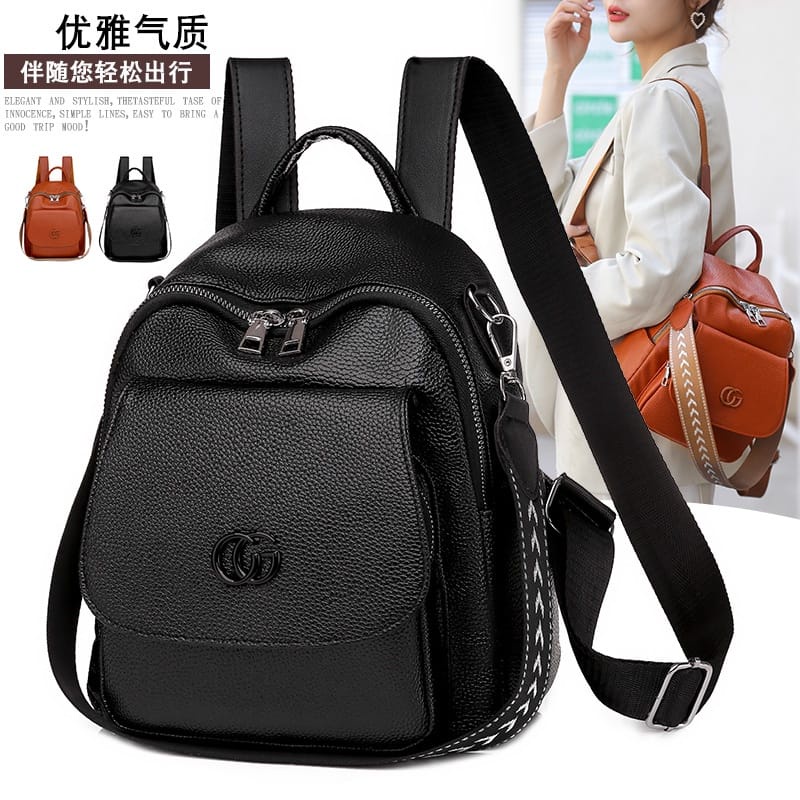 MV_Marvelouz MV137794 Tas RANSEL Polos Wanita Model Simple Ada Talpan+3 Resleting Terbaru 1kg bisa 2 tas supplier import CR7794