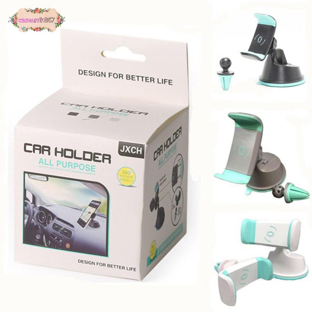 JXCH 2in1 Holder mobil HP car Holder Stand Dashboard AC KACA GPS universal phone 360 derajat CS1803