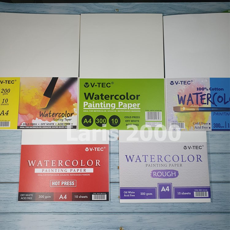 

Water Color Paper / Kertas Cat Air V-tec Rough / Hot press / cotton