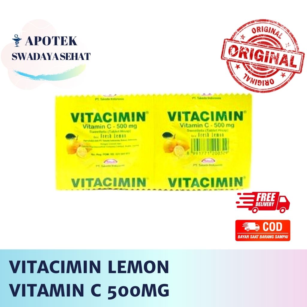 VITACIMIN Strip 500 MG Rasa Lemon Tablet Hisap Favorit Vitamin C Tab