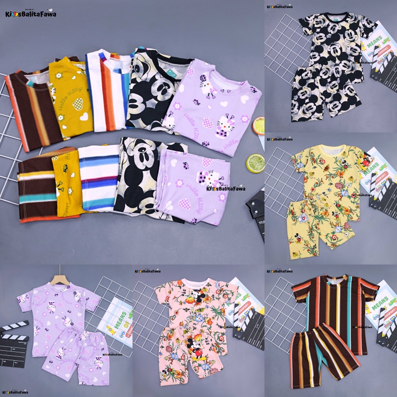 Set Nayeon uk Bayi - 5 Tahun / Piyama Anak Perempuan Lengan Celana Pendek Setelan Import Baju Tidur