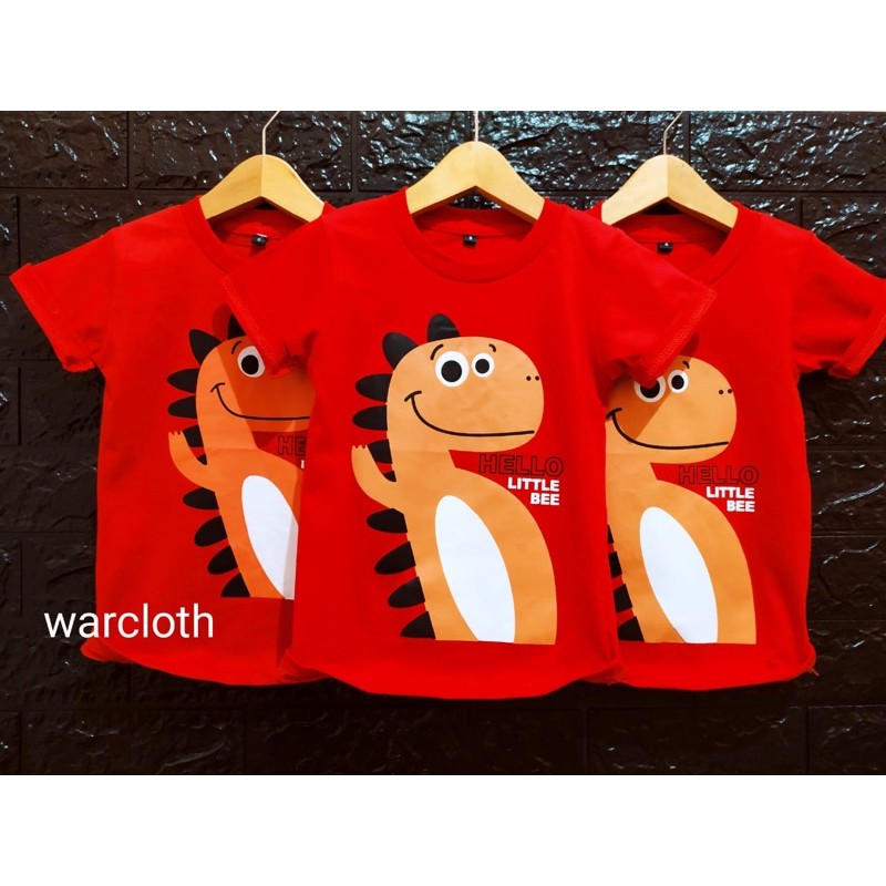 Kaos Anak Distro Dino merah Bisa COD - Bahan Adem - Termurah - anak umur 1-8 Tahun