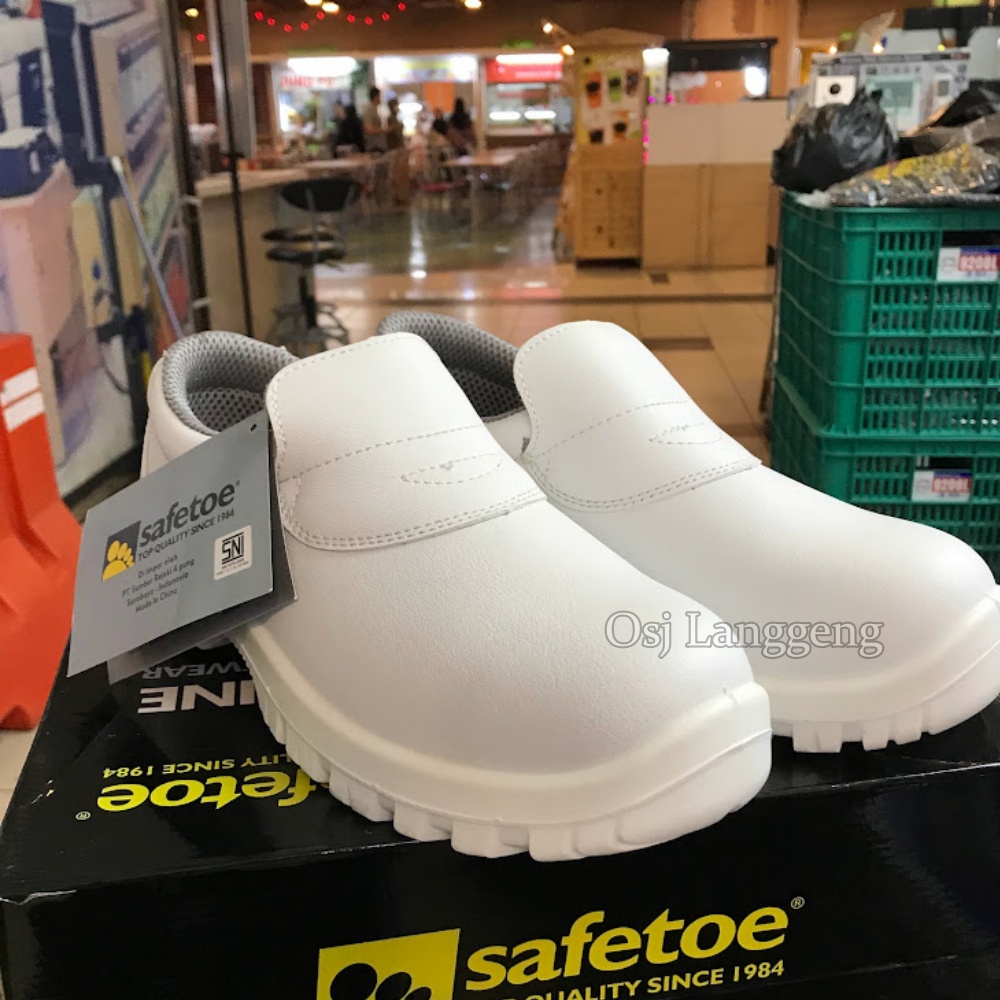 Sepatu Kerja Safety Kitchen chef Slop Putih  / sepatu Safetoe Draco Slop Putih