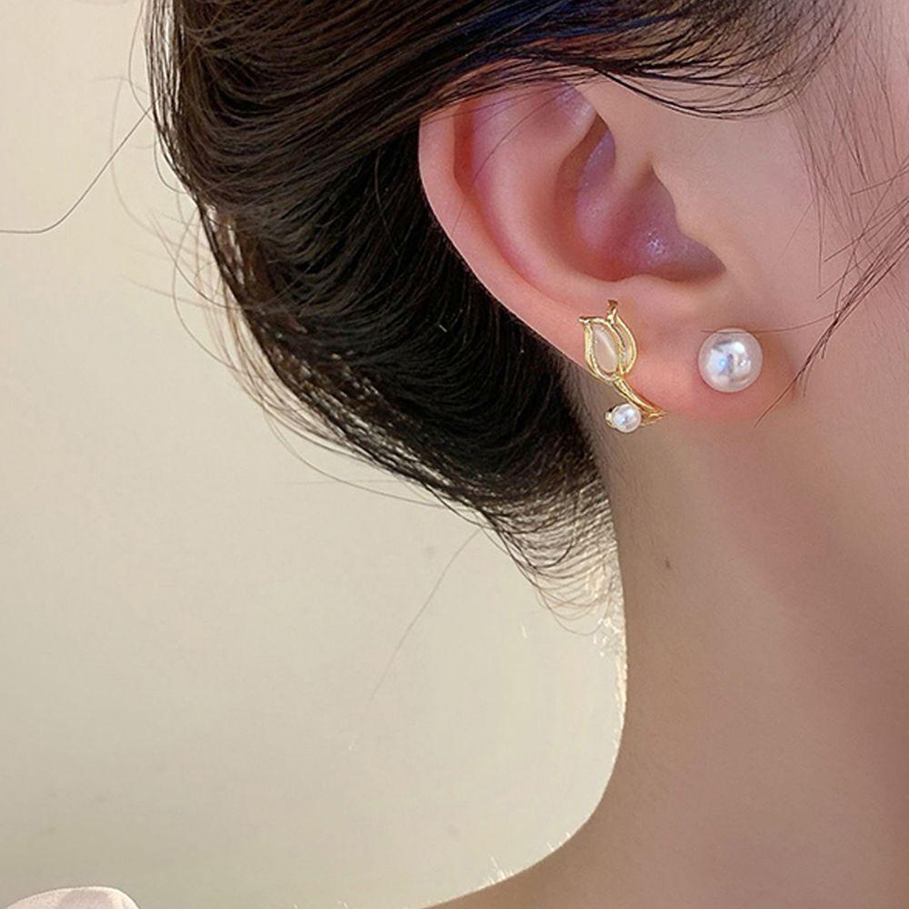 Mxbeauty Anting Wanita Mewah Menawan Elegan Fashion Musim Panas Sederhana Opal Tulip Earrings